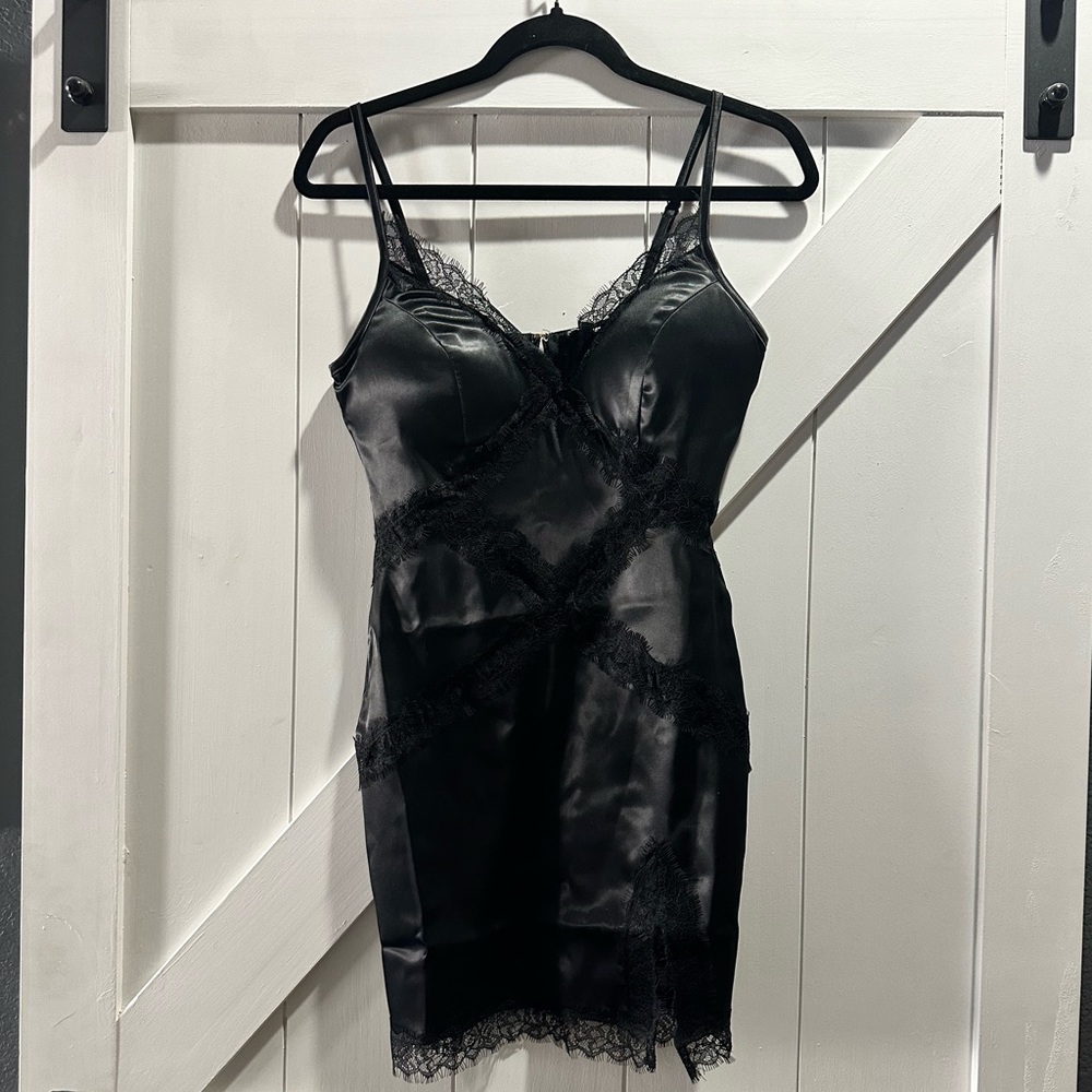 Mini Black dress with peek a boo lace